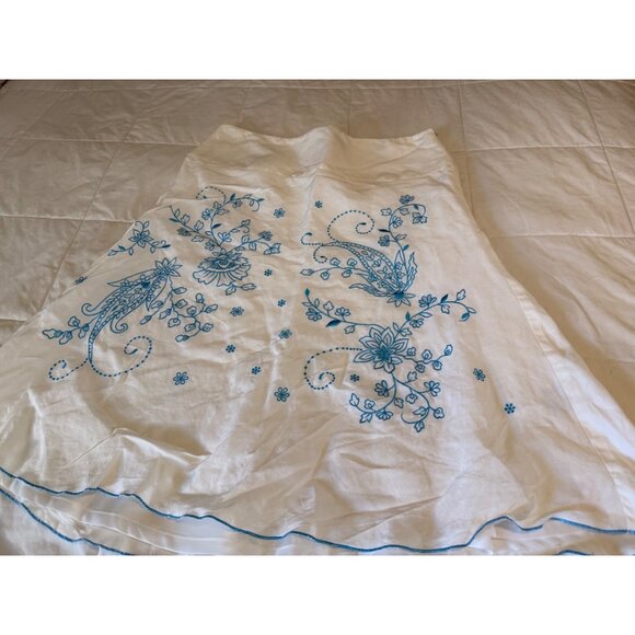 Nine & Company linen Floral Embroidered A-Line Flared Flowy Sz 8  fairy coquette - Picture 7 of 10